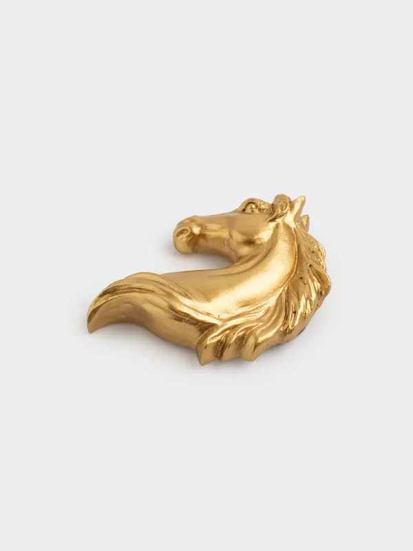Magnet, 7 cm, polyresin, golden, Horse head, Horse gold, image-2