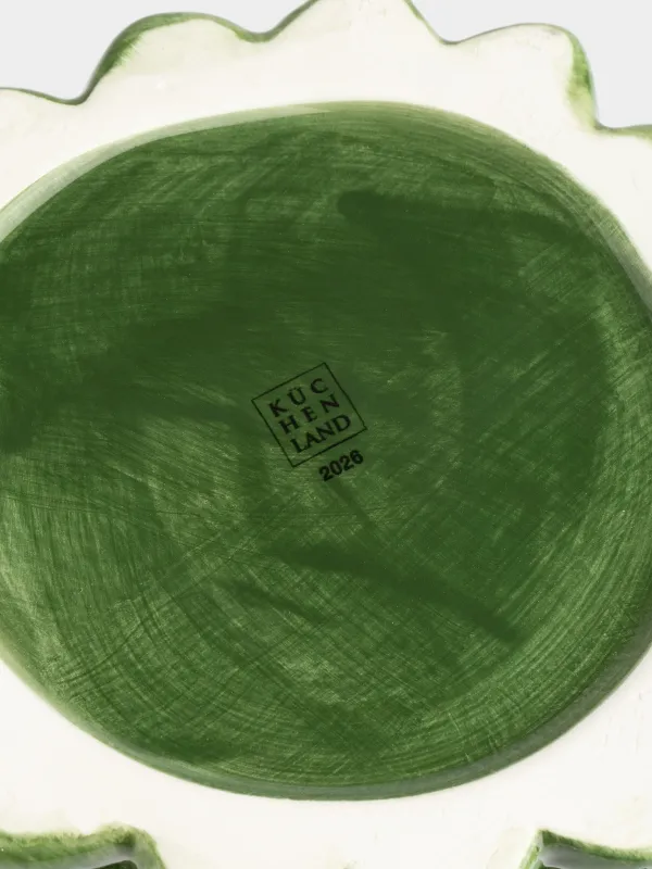 Storage container, 16x20 cm, 730 ml, ceramic, green, Spruce with bows, Christmas traditions, image-4