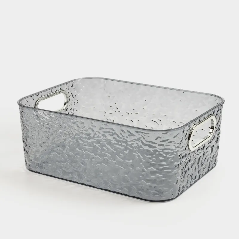 Organizer box, 27x21x10 cm, household, with handles, plastic, gray, Renaissance clear, image-4