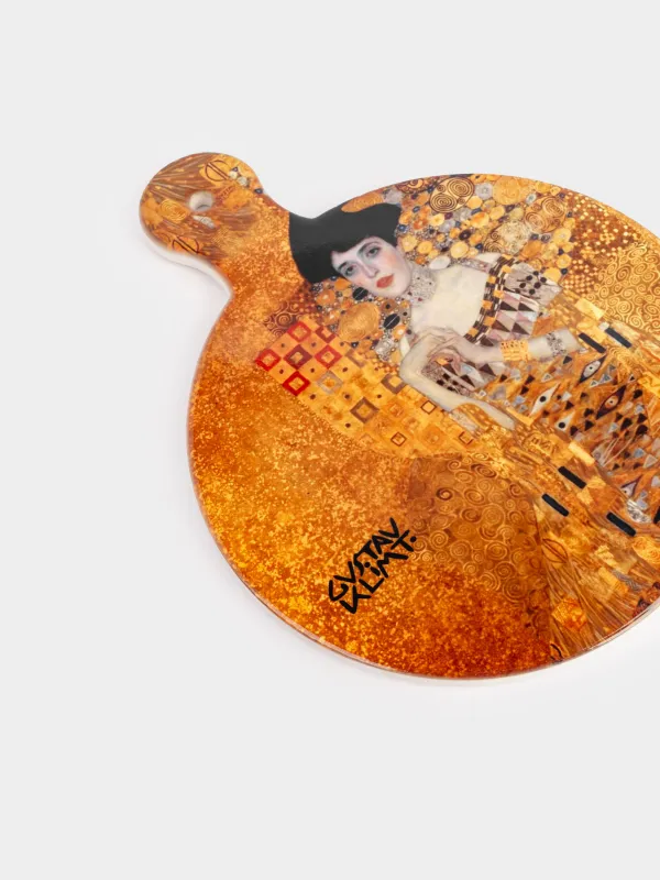 Coaster, 23x18 cm, with handle, ceramic / cork, Gold Adele, Klimt, Art Adele, image-2