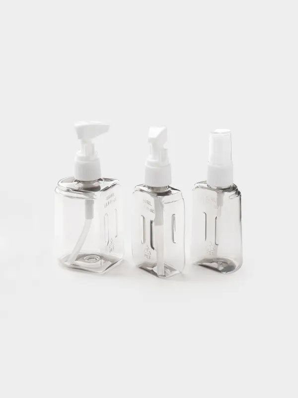 Travel bottle set, 3 pcs, with dispenser, in case, plastic, beige, Travel comfort, image-4