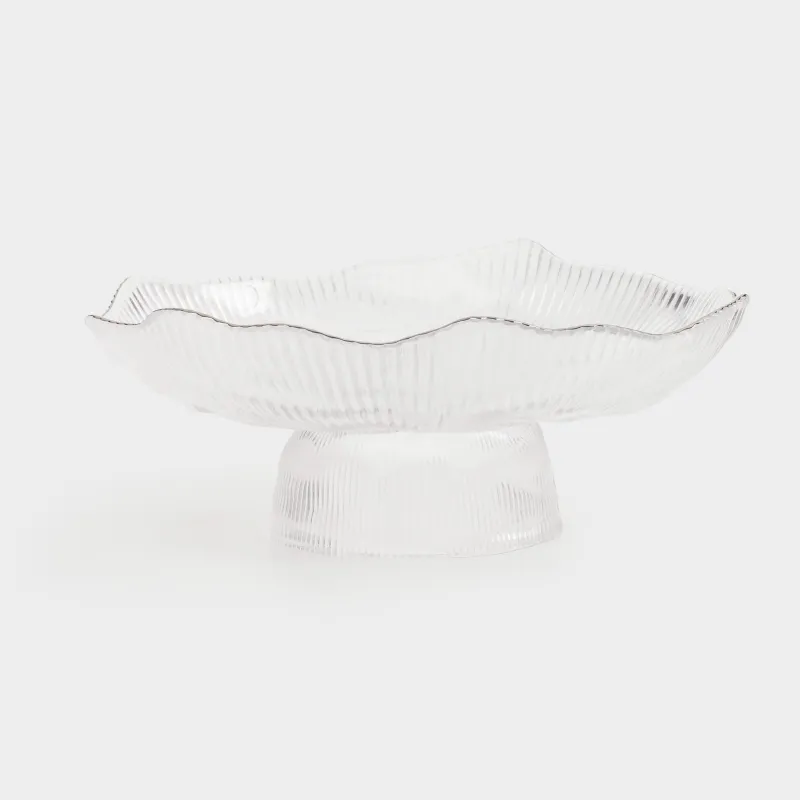 Dish on a leg, 23x9 cm, glass R, with silver edging, Argos silver