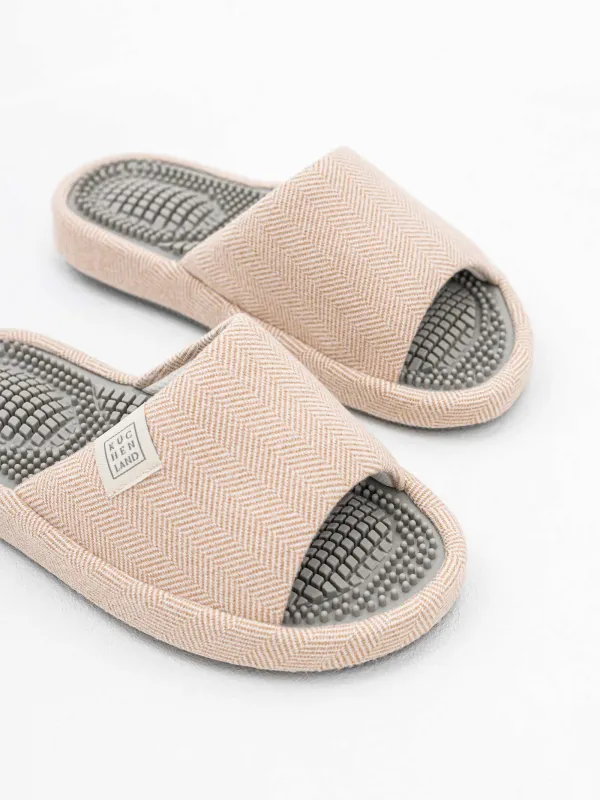 Women's slippers, home, p. 36-37, polyester / rubber, beige, Lint, image-1