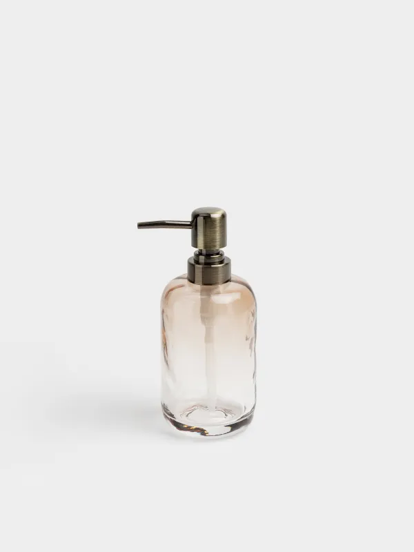 Liquid soap dispenser, 300 ml, glass / plastic, brown, Gradient, Rachas, image-0