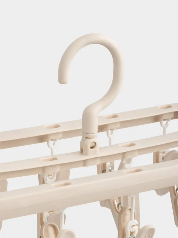 Sock and underwear dryer, 18 clothespins, hanging, plastic, Beige, Compact, image-2