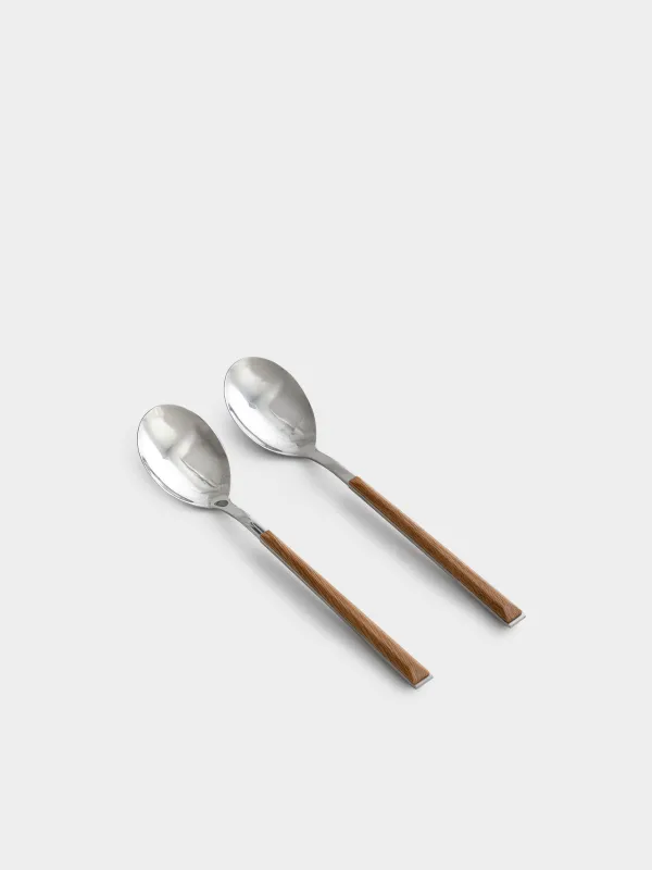 Table spoon, 2 pcs, steel/plastic, brown, Prague, image-1