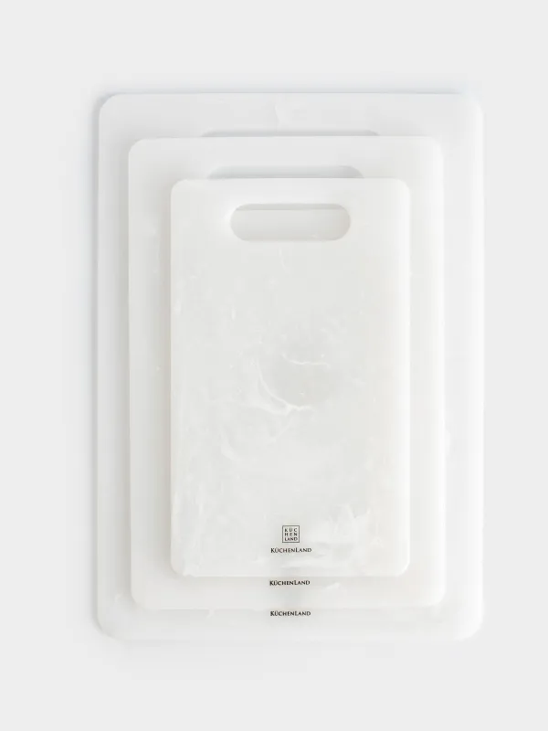 Cutting boards set, 25/30/35 cm, 3 pcs, rectangular, plastic, white, Maniera, image-1