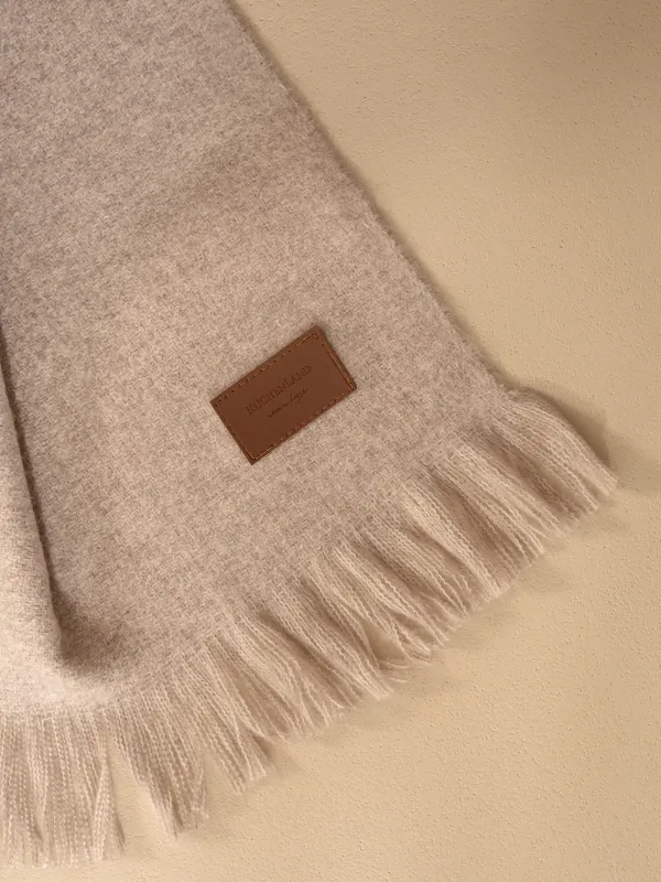 Plaid, 130x170 cm, fringed, polyester, light brown, Neutral, image-5