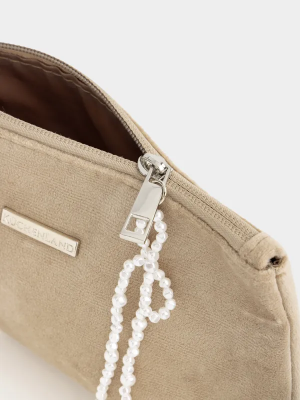 Makeup bag, 19x12 cm, polyester, color, Pearl bow, Beauty box, image-3