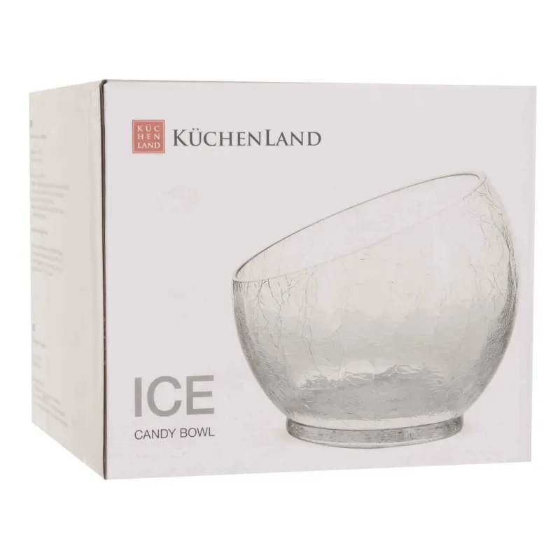 Candy bowl, 12x15 cm, glass, Craquelure, Ice, image-3