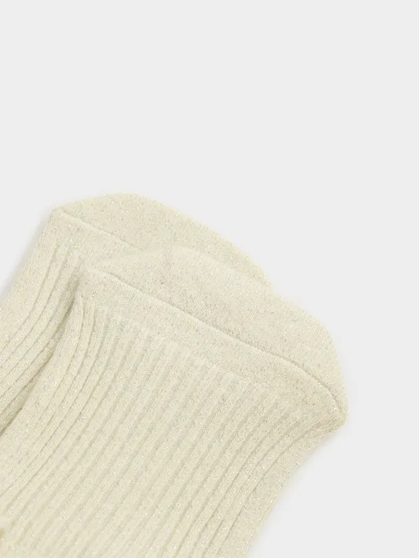 Women's no-show socks, size 36-38, cotton / nylon, light yellow, Glint, image-1