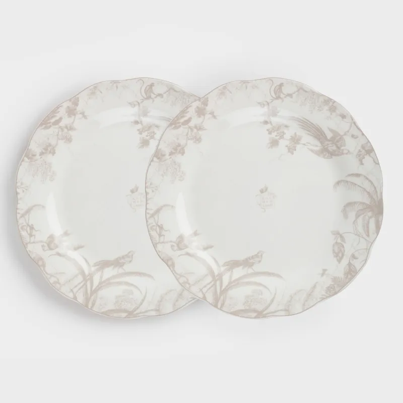 Dinner plate, 27 cm, 2 pcs, porcelain P, white and beige, Jungle, Tropical