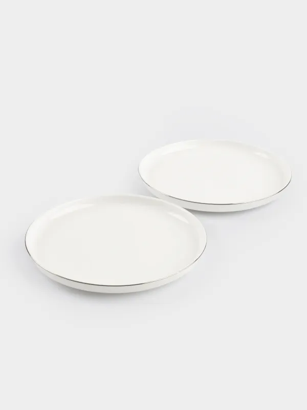 Dessert plate, 20 cm, 2 pcs, porcelain F, white, Ideal silver, image-4