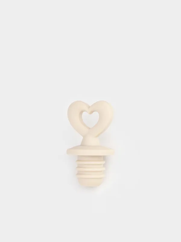 Wine bottle stopper, 5 cm, silicone, Beige, Heart, Soft kitchen, image-3