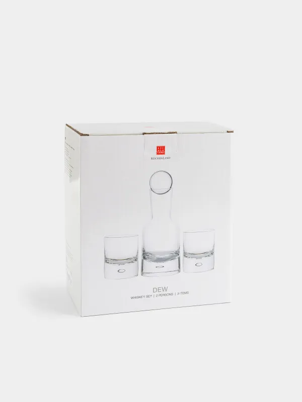 Drink set, 2 pers, 3 items, decanter / glasses, Glass, Bubble, Dew, image-4