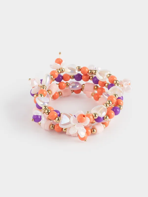 Bracelets set, 6 cm, 4 pcs, children's, pink, Beads, Jewelry kids, image-2