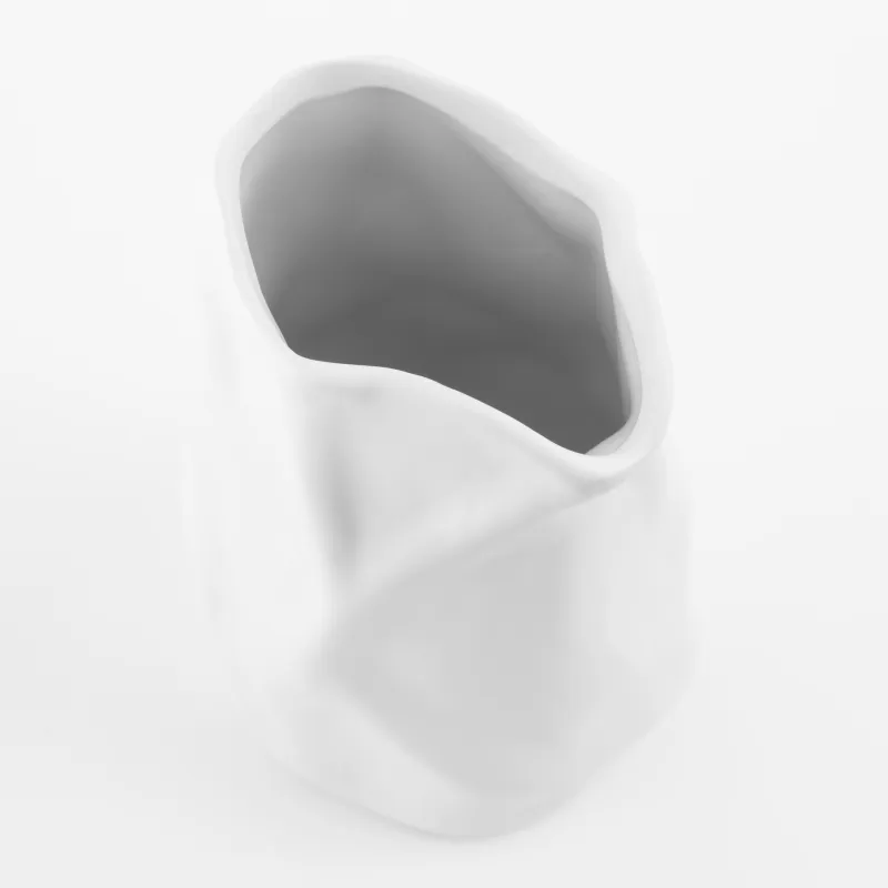 Flower vase, 20 cm, ceramic, white, Moment, Crumple font, image-2