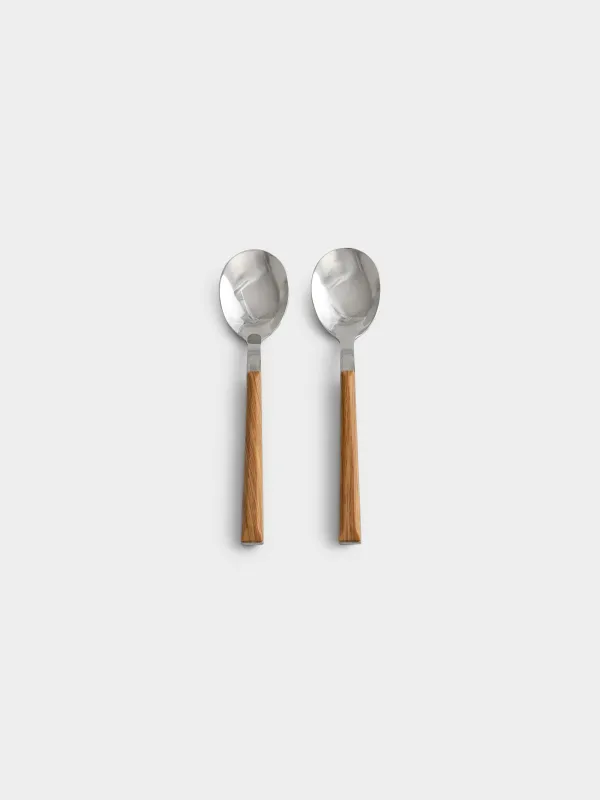 Tea spoon, 2 pcs, steel/plastic, brown, Prague, image-0