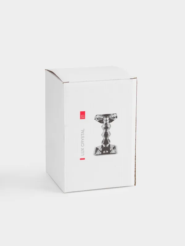 Candle holder, 15 cm, for cylindrical / thin candles, on a leg, glass, Lux crystal, image-5