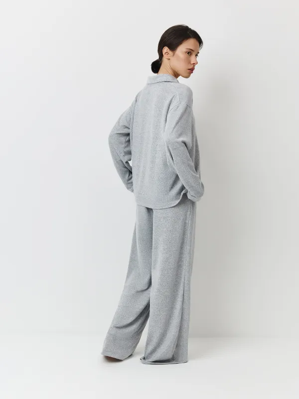 Women's trousers, homewear, size L, polyester/spandex, grey, Bertha, image-2