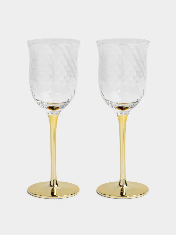 Drinking glass, 90 ml, 2 pcs, glass, champagne leg, Wesso color, image-0