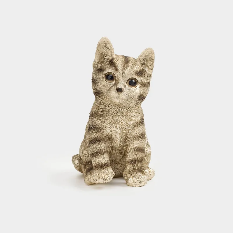 Statuette, 11 cm, polyresin, Champagne, Kitten sitting, Cat
