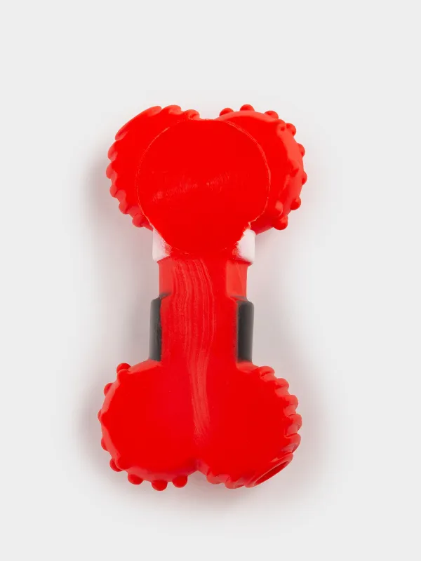 Dog toy set, 10 cm, 2 pcs, with squeaker, Rubber, Red / Green, Bone and Christmas Tree, Christmas pet, image-5