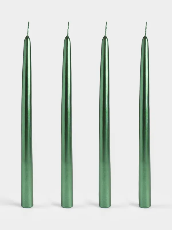 Candle, 25 cm, 4 pcs, thin, green, Vivid candle, image-0