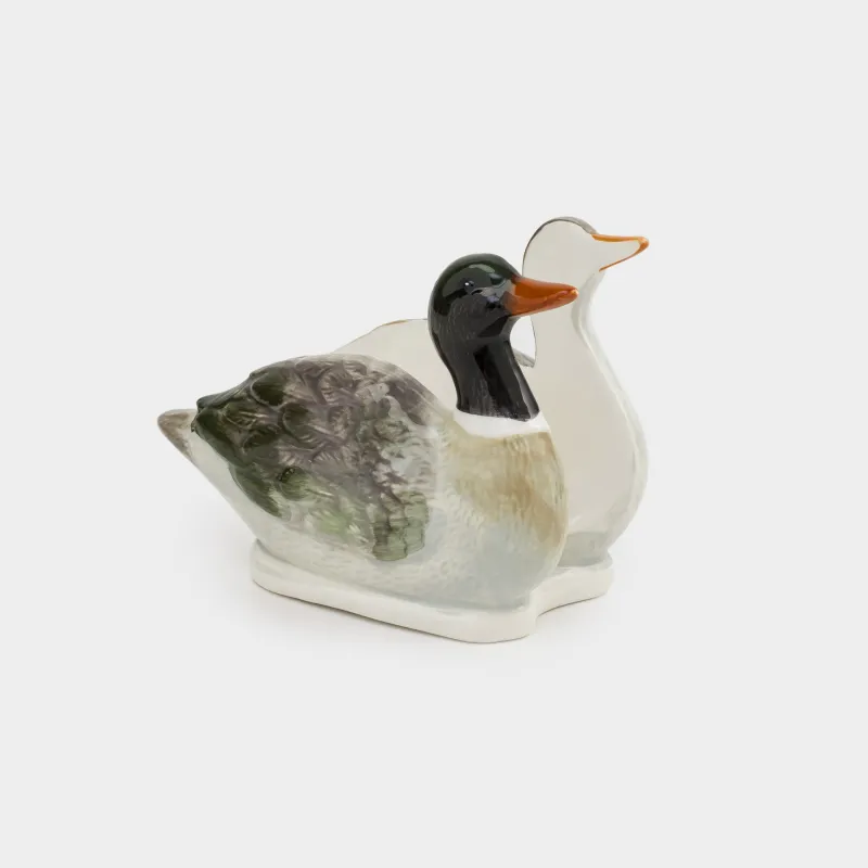 Napkin holder, 15 cm, with toothpick compartment, ceramic, Ducks and duckling, Duck, image-1
