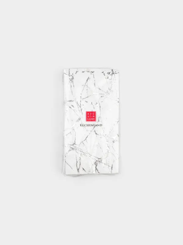Paper napkins, 33x33 cm, 20 pcs, rectangular, white, Silver marble, Maniera, image-4