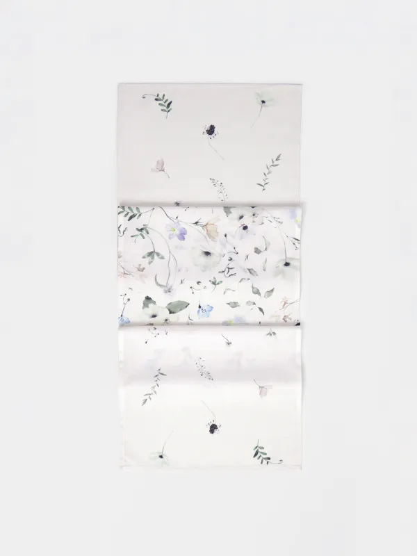 Table runner, 40x160 cm, polyester, milky, Spring flowers, Flowery, image-0