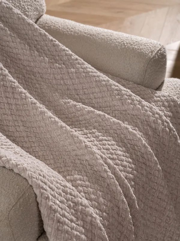 Plaid, 130x160 cm, with fringe, Chenille, milky, Chenill, image-1