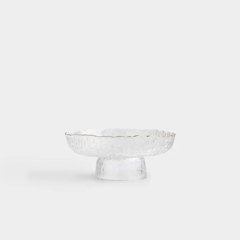 Fruit bowl, 20x8 cm, on a leg, glass, with golden edging, Nautilus gold