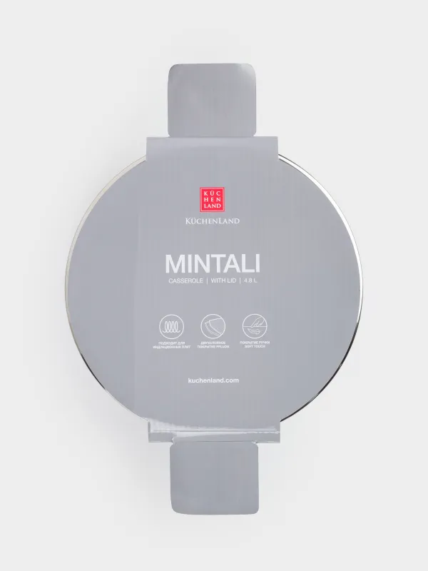 Pot, 24 cm, 4.8 l, with lid, coated, aluminum, grey-black, Mintali, image-3