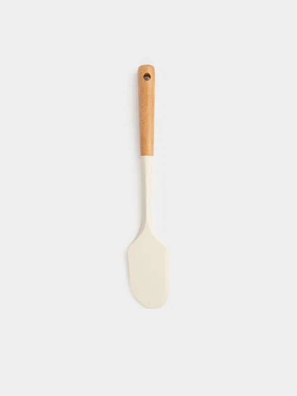Spatula, 31 cm, silicone/wood, milky, Legerity, image-1