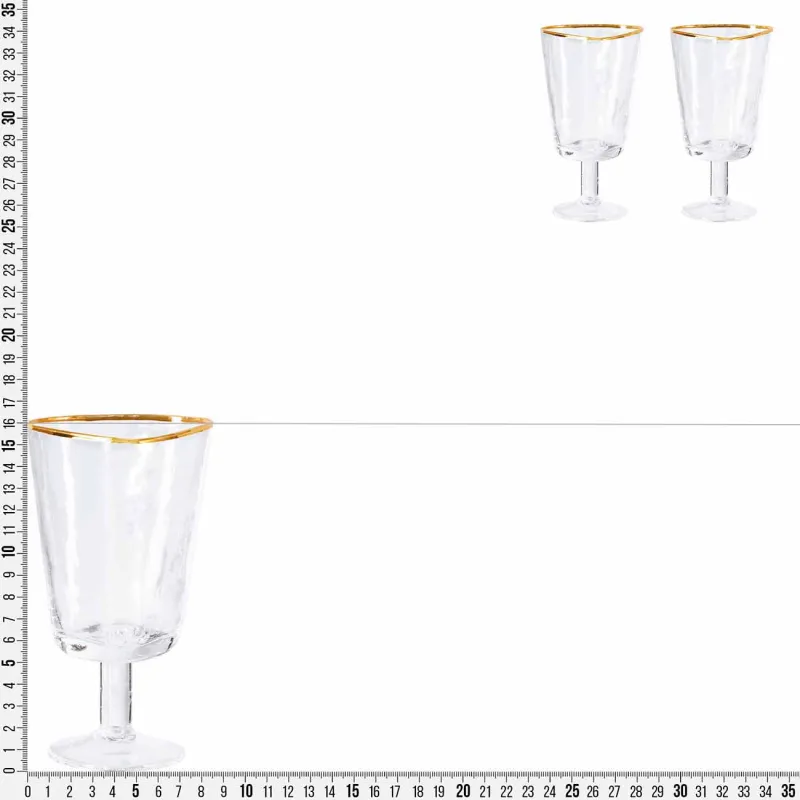 Drinking glass, 380 ml, 2 pcs, glass, golden edging, Triangle Gold, image-1
