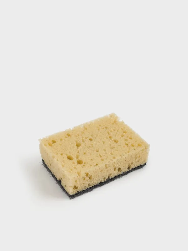 Dish washing sponge, 10x7 cm, 5 pcs, foam rubber / abrasive, black and beige, Black clean, image-3