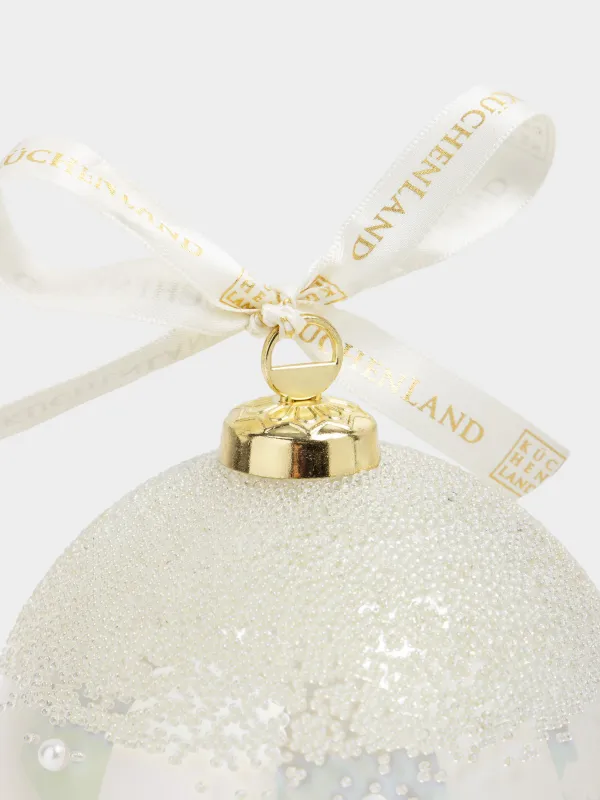 Storage container, 14x10 cm, 230 ml, glass / metal, pearl, Ball, Christmas storage, image-1