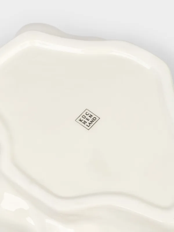 Fruit bowl, 26x20 cm, ceramic, milky, Bends, Crumple, image-3