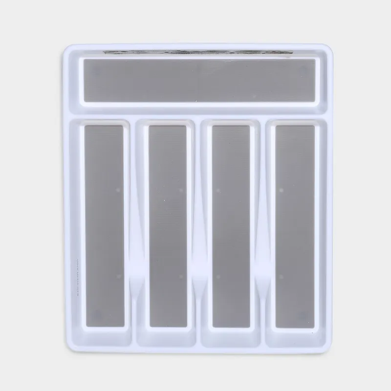 Cutlery tray, 33x29 cm, 5 otd, plastic / rubber, white-grey, Non-slip