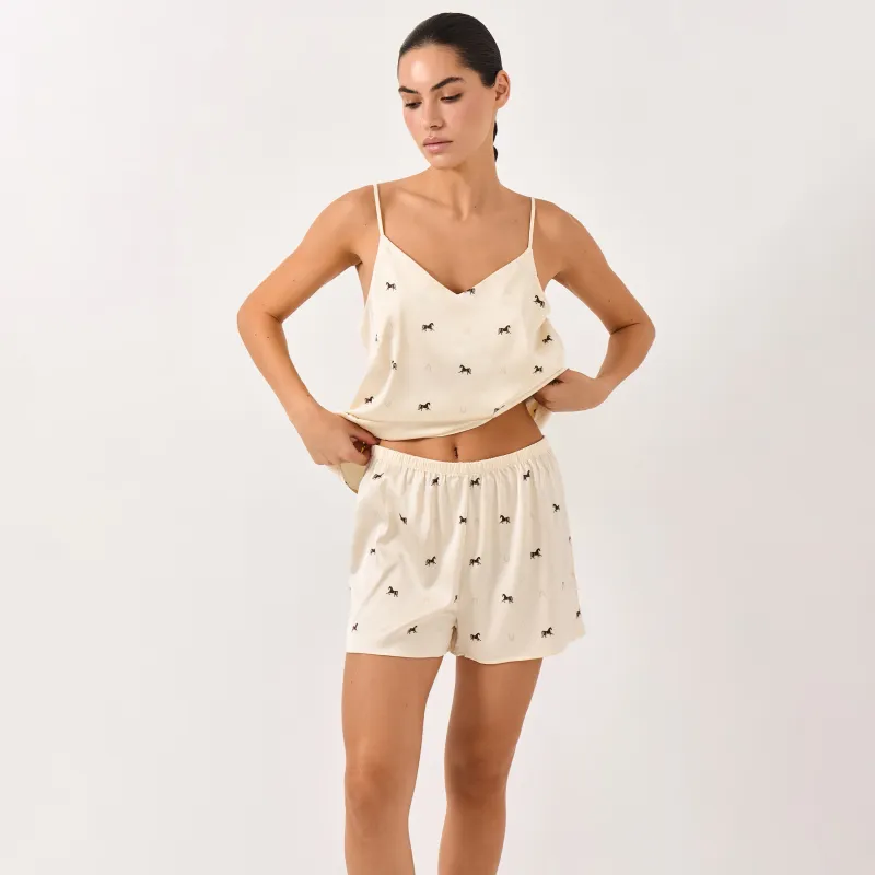 Women's shorts, homewear, size L, polyester/elastane, milky, Horse, Luanne