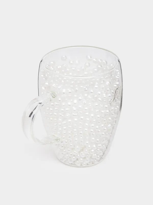 Mug, 330 ml, glass B/plastic, with pearls inside, Design, Air decor, image-1