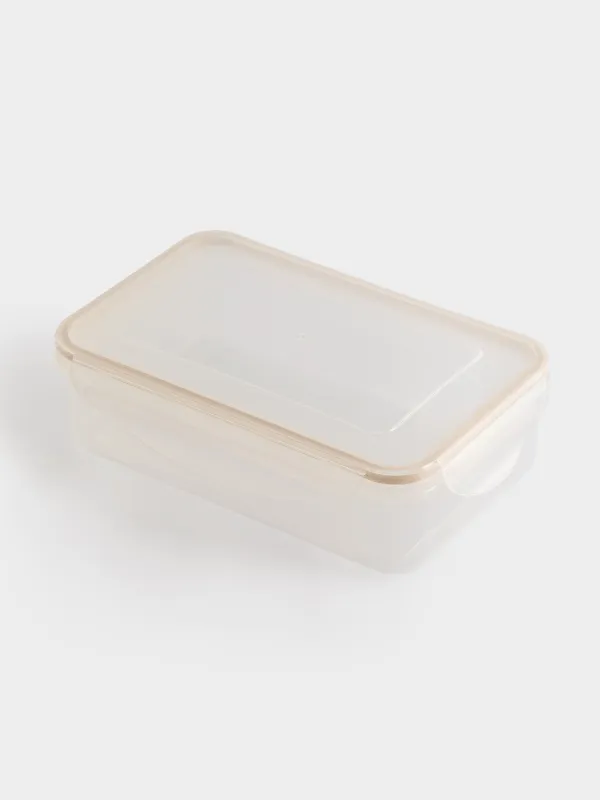 Container, 800 ml, with clips, plastic / silicone, rectangular, beige, Roomy clip, image-1
