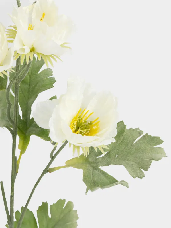 Decorative branch, 68 cm, foam/polyester, White poppy, Poppy garden, image-2