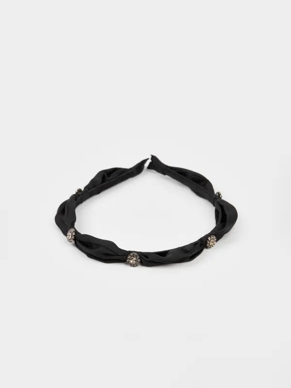 Headband, 14x15 cm, polyester / metal, Black, Hairstyle, image-1