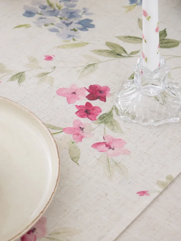 Table runner, 40x160 cm, polyester / linen, beige, Flowers, Colorful flowers, image-4