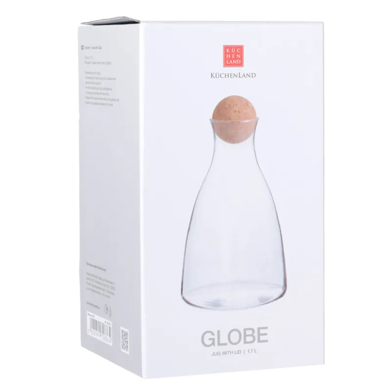 Jug, 1,7 l, with lid, glass B/stopper, Ball, Globe, image-1