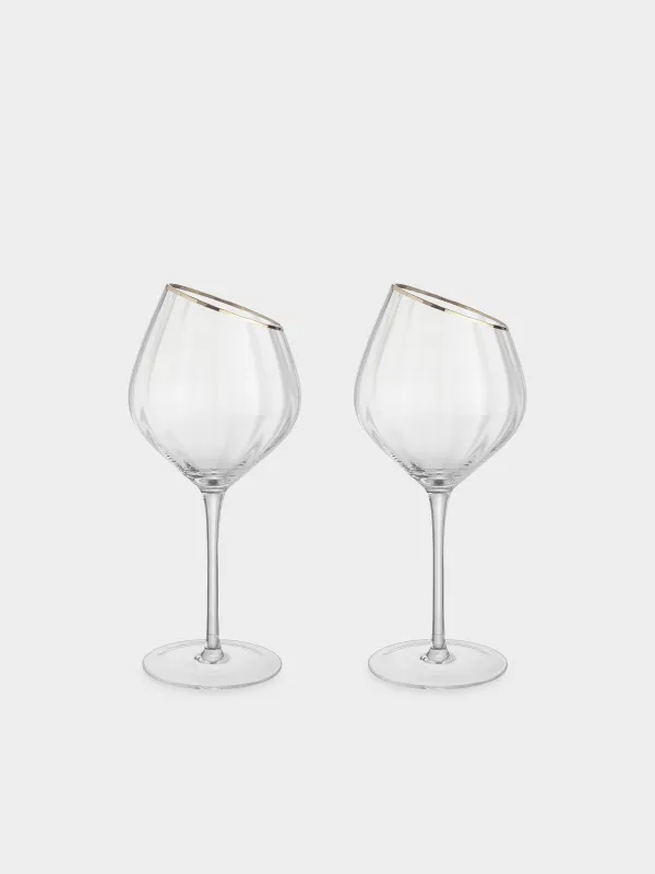 Drinking glass, 560 ml, 2 pcs, glass, with golden edging, Charm R gold, image-0