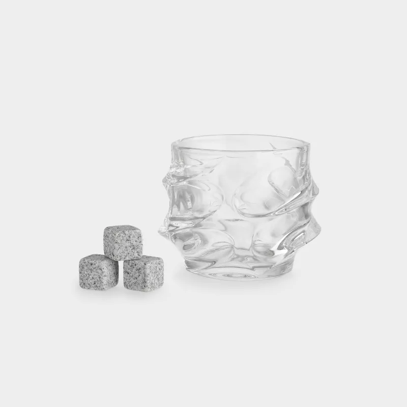 Whiskey set, 1 person, 4 items, glass / cubes, glass R / granite, Peak