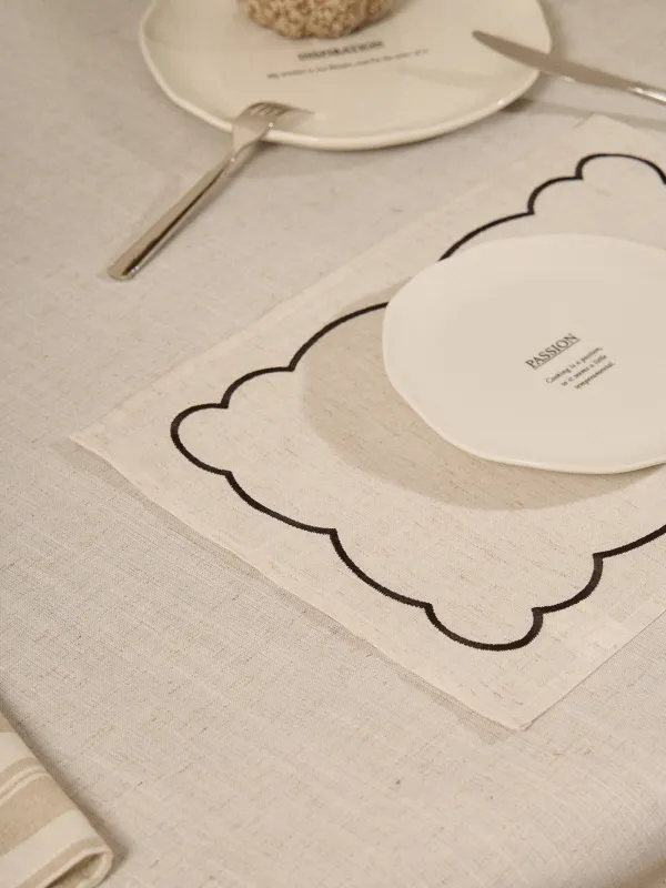 Placemat, 30x45 cm, polyester / linen, rectangular, beige, Vintage, Melange outline, image-8